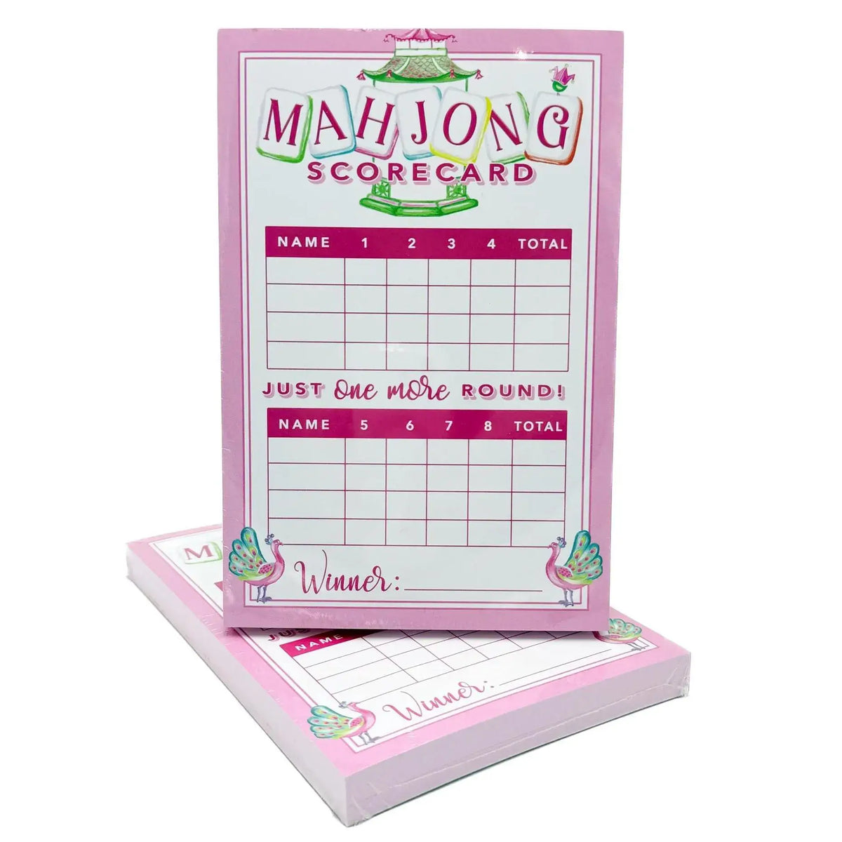Pink Mahjong scorecard notepad, 6x9, with numbered name lines on cover