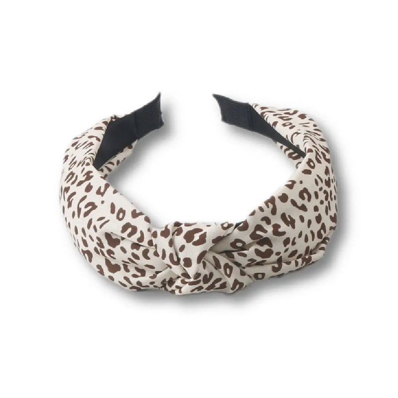 Beige Vintage Leopard Print Headband