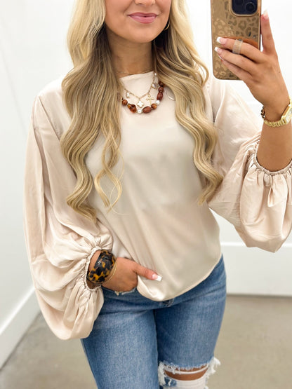 Eesome Balloon Sleeve Top - Lavish Boutique01-TOPS