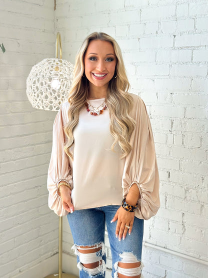 Eesome Balloon Sleeve Top - Lavish Boutique01-TOPS