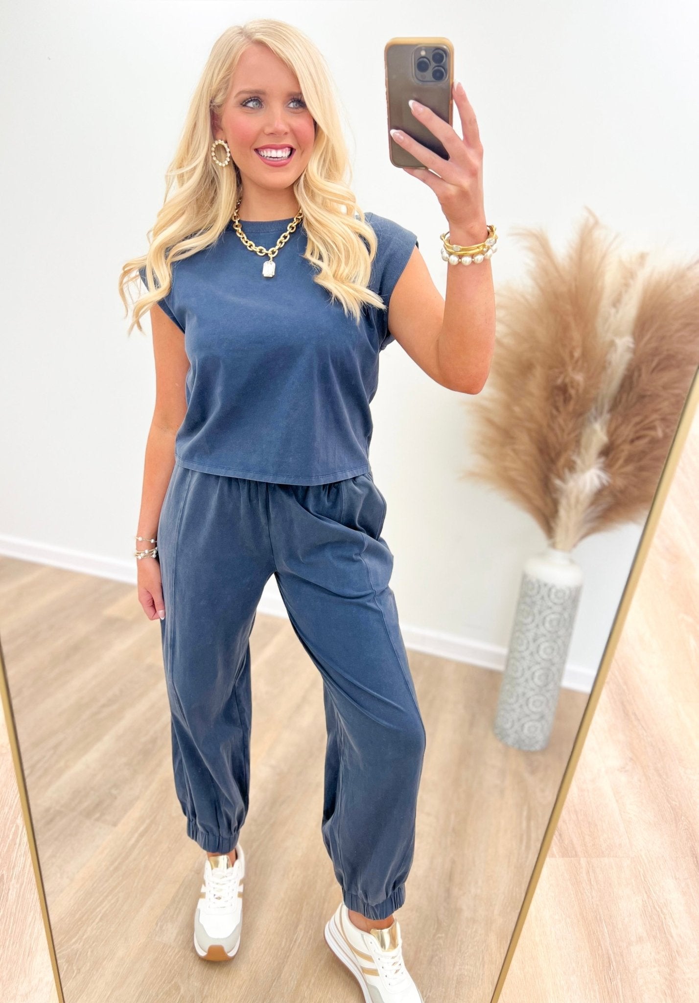 Eesome Cap Sleeve Jogger Set - Lavish Boutique05-ROMPERS/JUMPSUITS