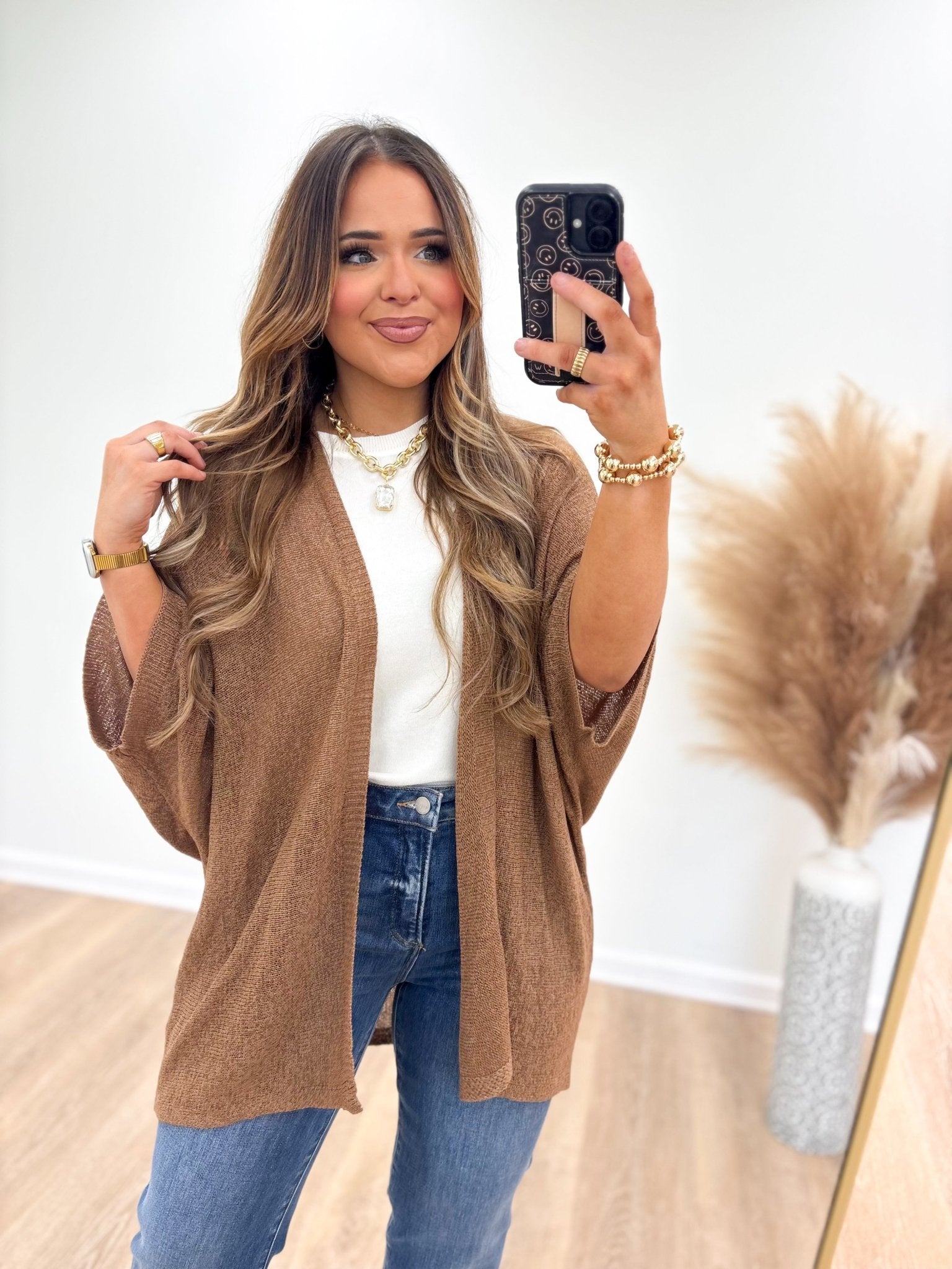EESOME Dolman Short Sleeve Cardigan - Lavish Boutique06-OUTERWEAR