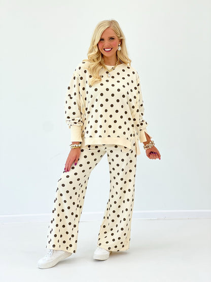 Eesome Mineral Washed Polka Dot Pant Set - Lavish Boutique05-ROMPERS/JUMPSUITS