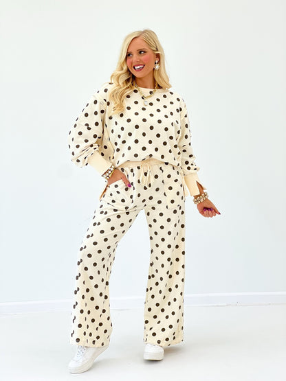 Eesome Mineral Washed Polka Dot Pant Set - Lavish Boutique05-ROMPERS/JUMPSUITS