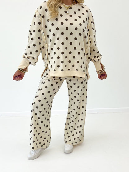Eesome Mineral Washed Polka Dot Pant Set - Lavish Boutique05-ROMPERS/JUMPSUITS
