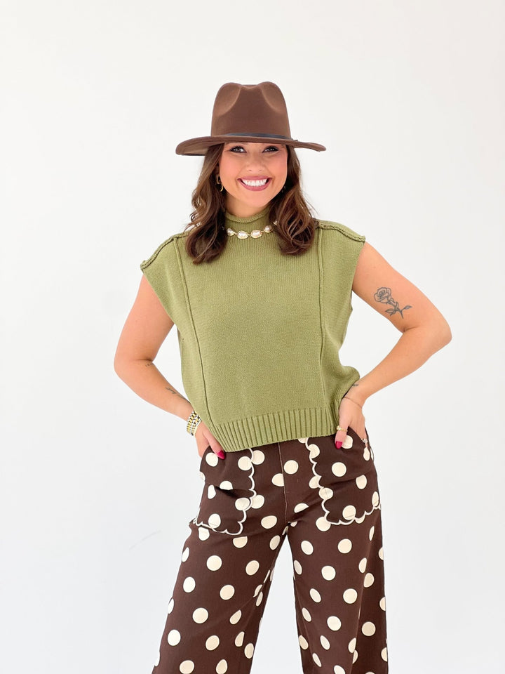 Eesome Mock Neck Sleeveless Sweater - Lavish Boutique01-TOPS