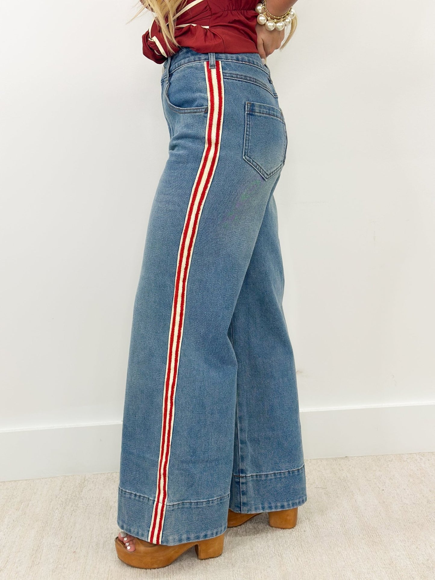 ee:some Side Stripe Wide Leg Pants - Lavish Boutique02-BOTTOMS