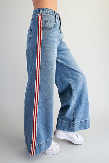 ee:some Side Stripe Wide Leg Pants - Lavish Boutique02-BOTTOMS