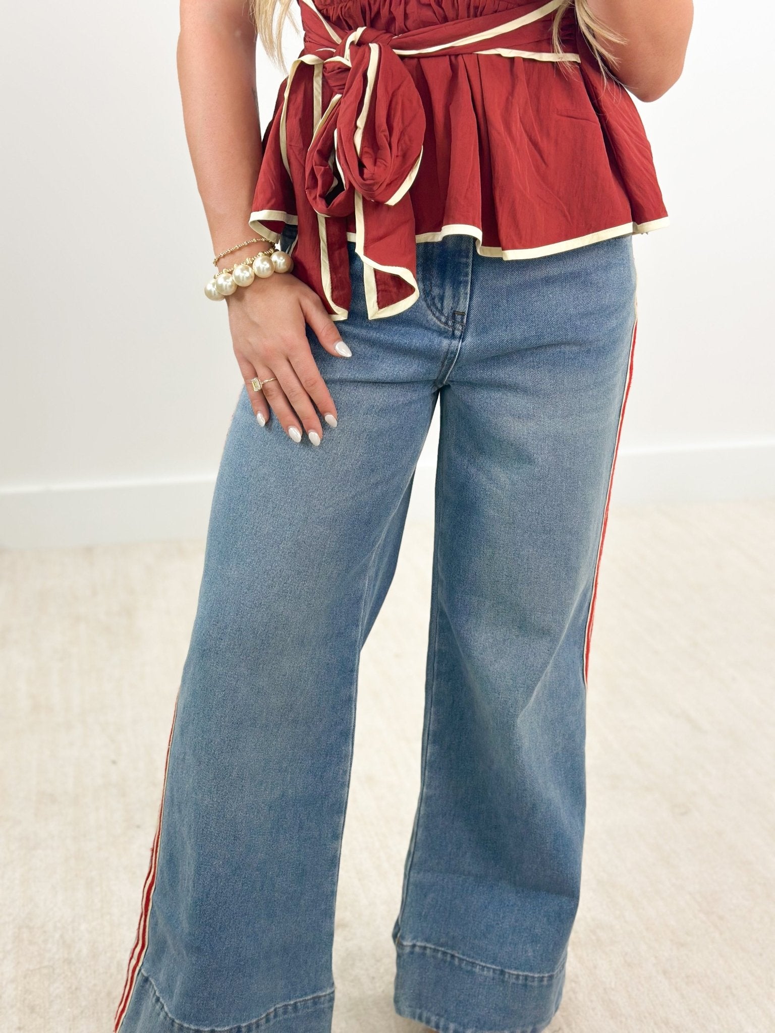 ee:some Side Stripe Wide Leg Pants - Lavish Boutique02-BOTTOMS