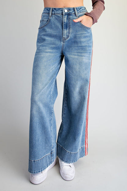 ee:some Side Stripe Wide Leg Pants - Lavish Boutique02-BOTTOMS
