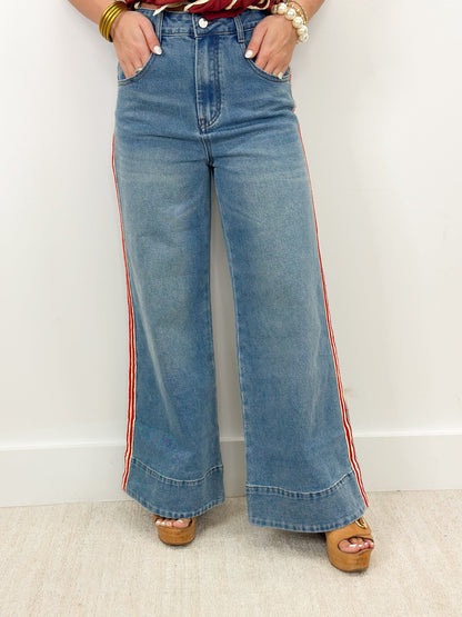 ee:some Side Stripe Wide Leg Pants - Lavish Boutique02-BOTTOMS