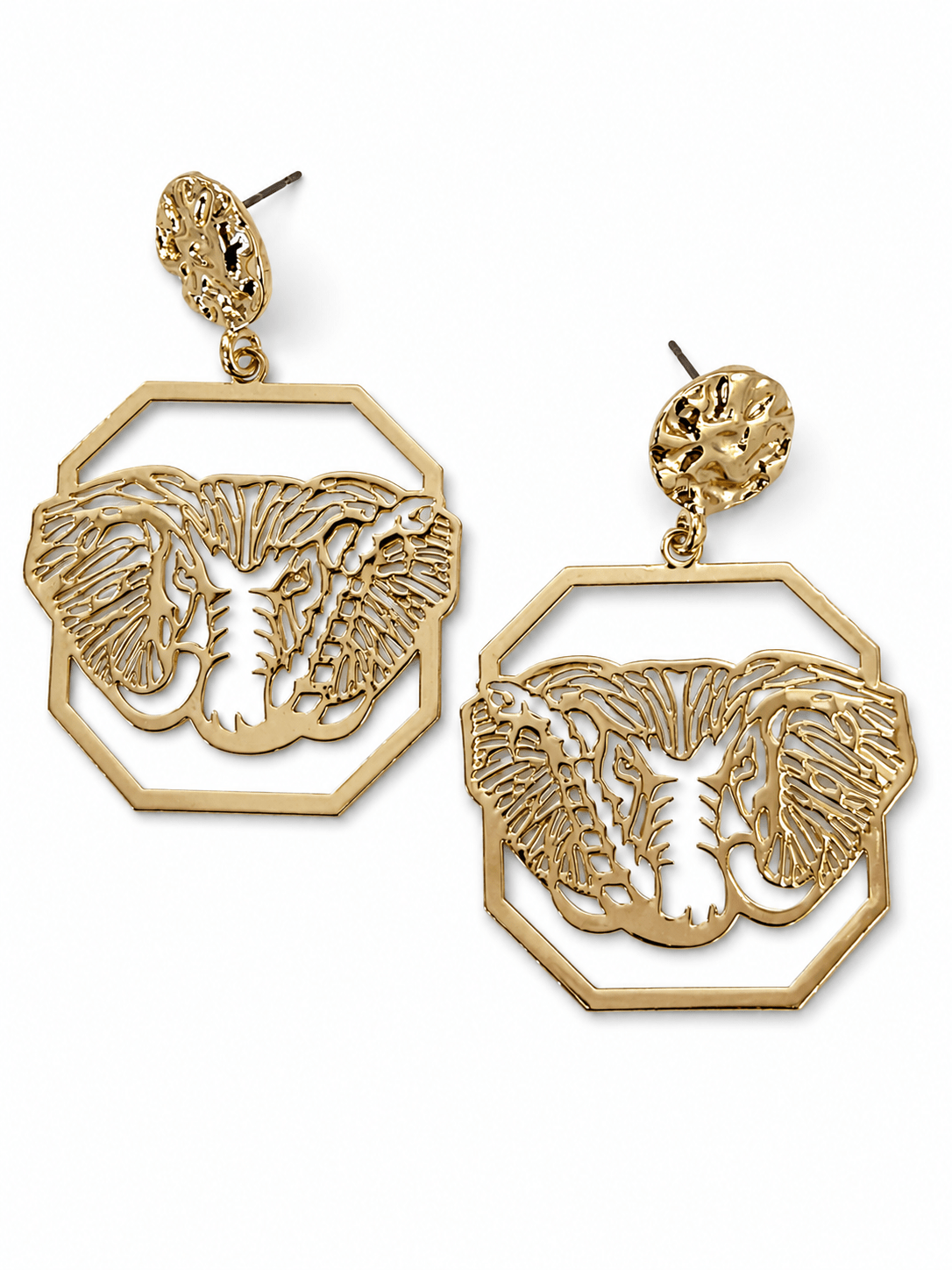 Elephant Filigree Octagon Earring - Lavish Boutique09-JEWELRY