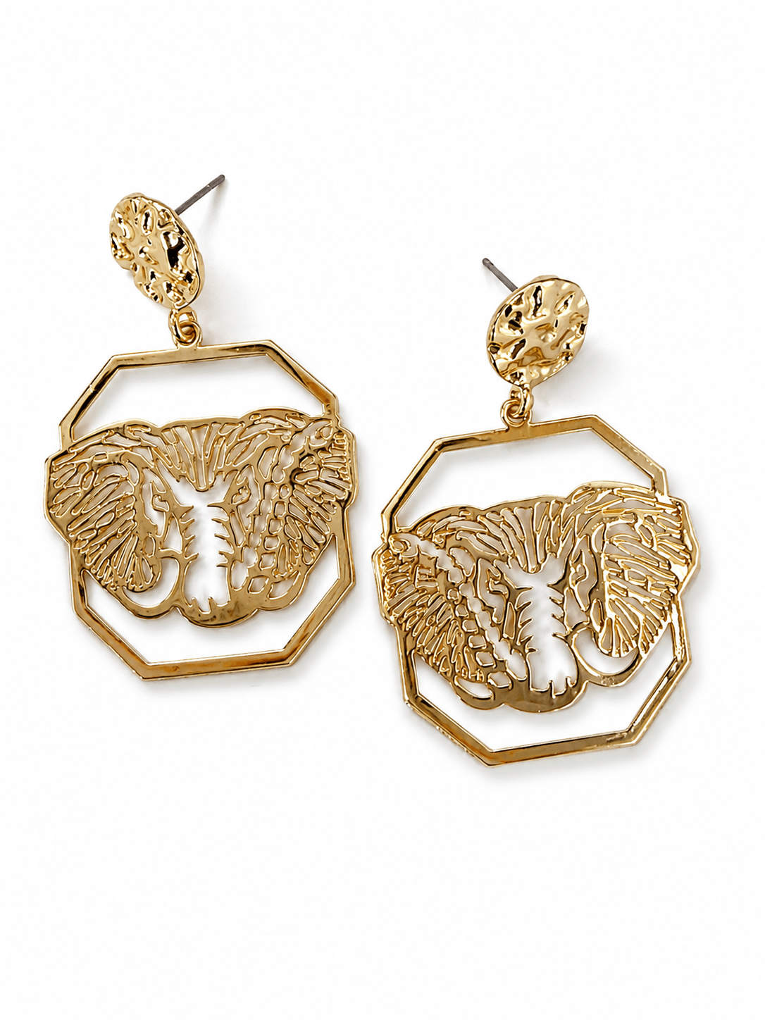Elephant Filigree Octagon Earring - Lavish Boutique09-JEWELRY