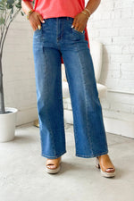 High Rise Front Seam Wide Leg Jean | Lavish Boutique
