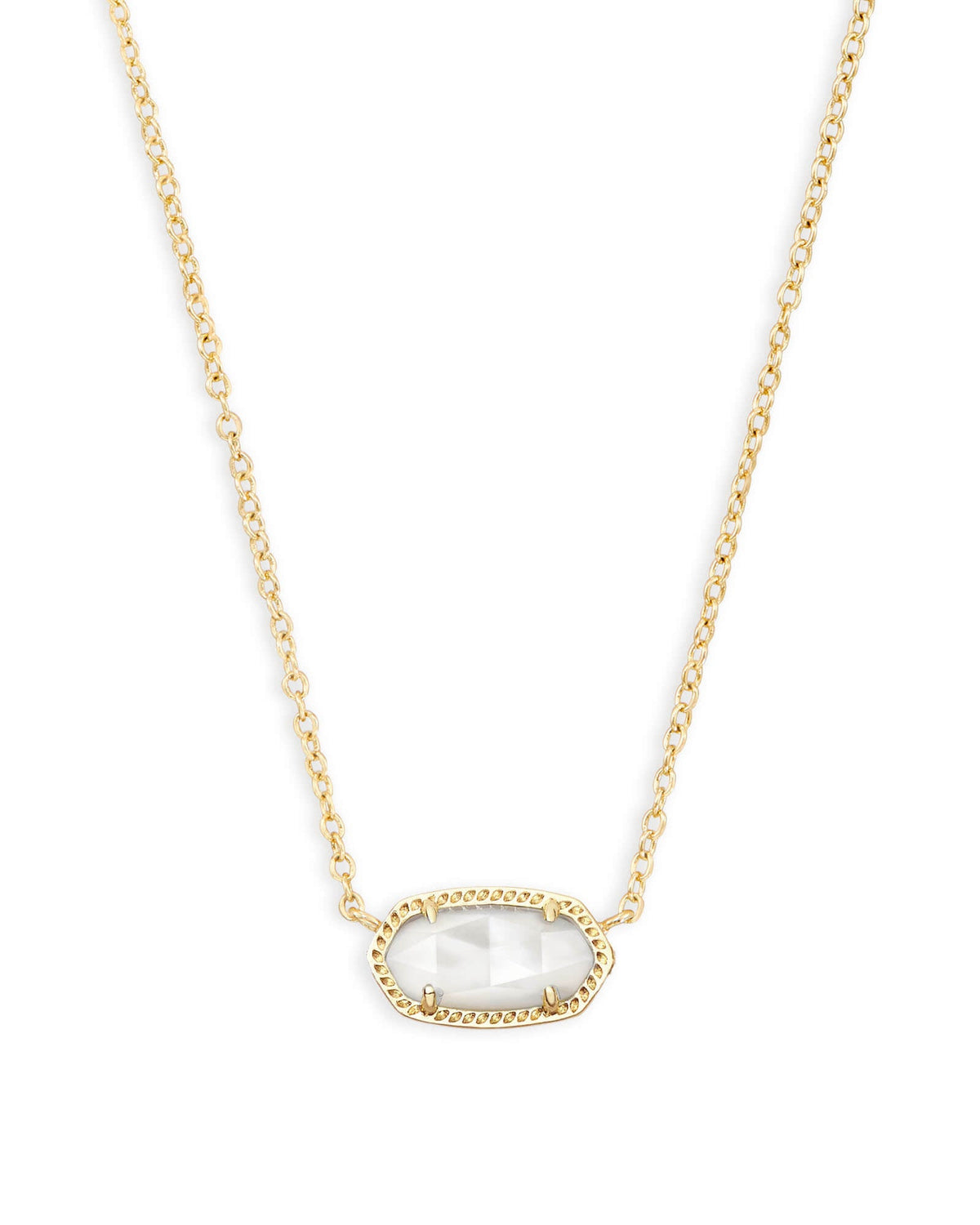 Gold necklace with an ivory mother of pearl pendant