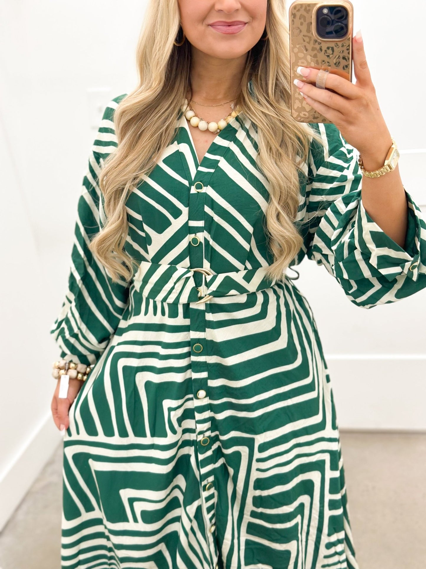 Entro Collared Button Down Tie Dress - Lavish Boutique04-DRESSES