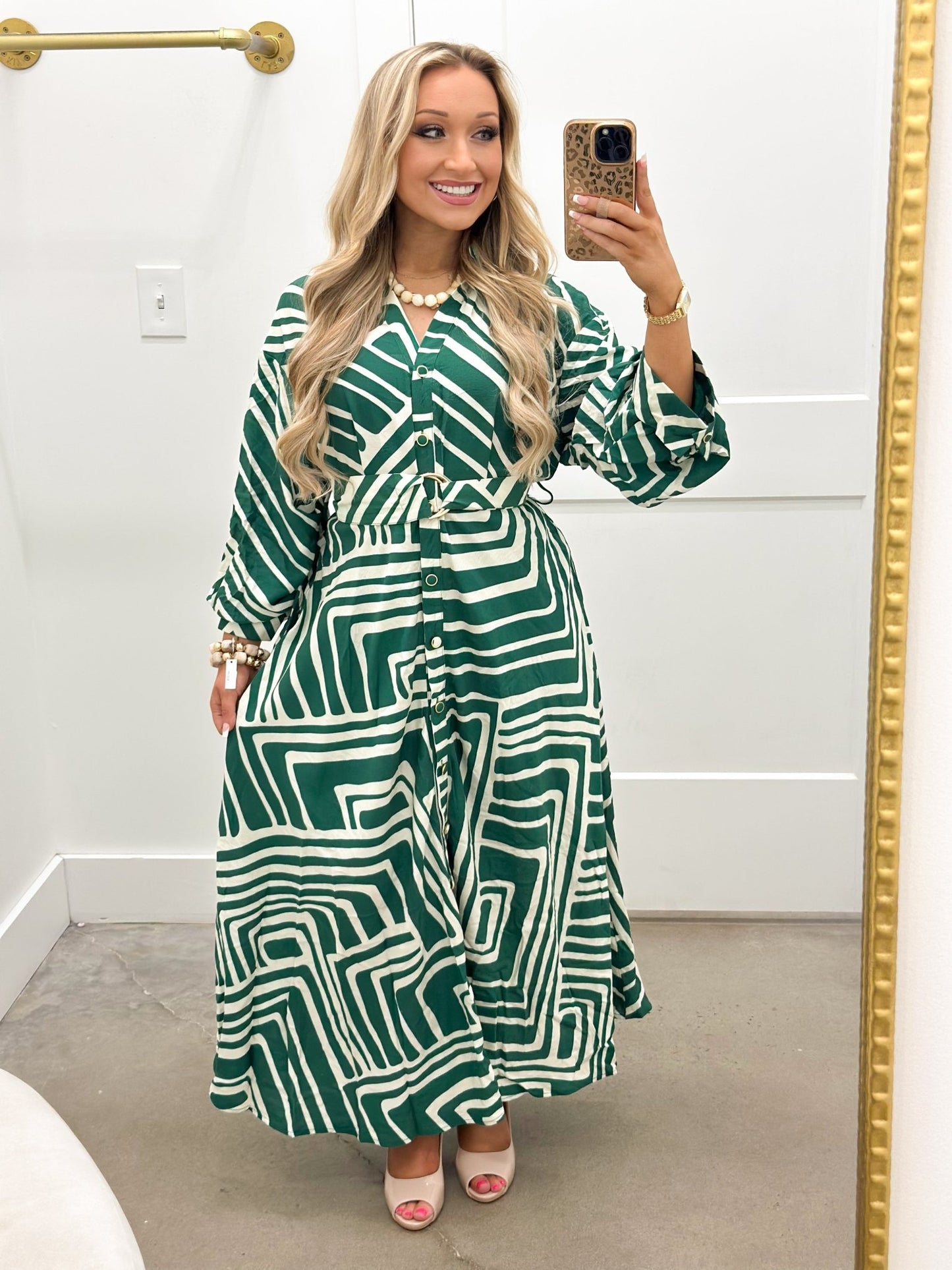 Entro Collared Button Down Tie Dress - Lavish Boutique04-DRESSES