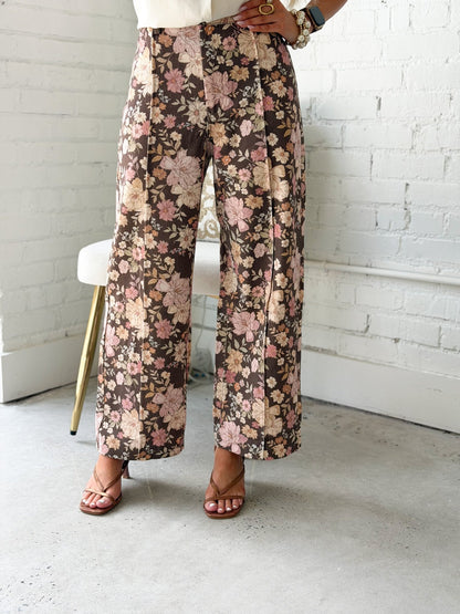 Floral print pants with a relaxed wide leg