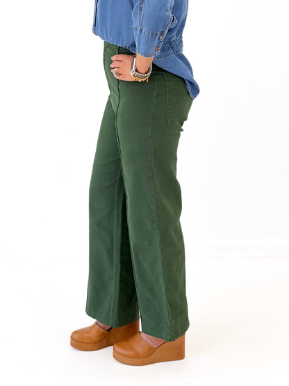 Entro Front Seam Wide Leg Pants - Lavish Boutique02-BOTTOMS