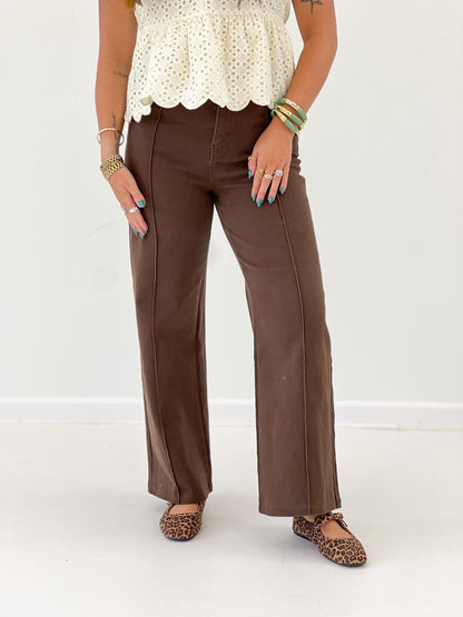 Entro Front Seam Wide Leg Pants - Lavish Boutique02-BOTTOMS