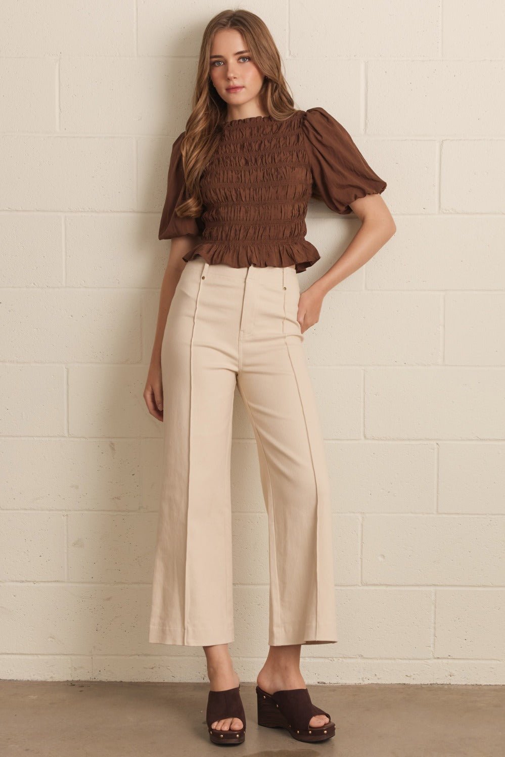 Entro Front Seam Wide Leg Pants - Lavish Boutique02-BOTTOMS