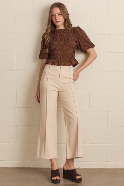 Entro Front Seam Wide Leg Pants - Lavish Boutique02-BOTTOMS