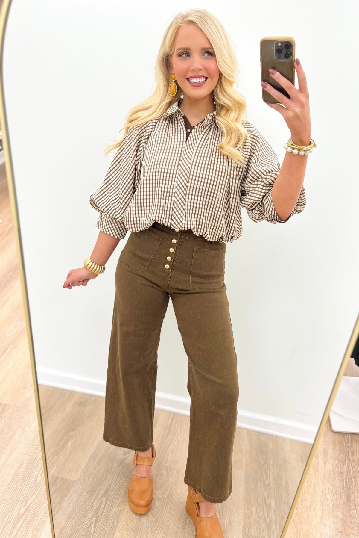 Entro Gingham Bubble Bottom Top - Lavish Boutique01-TOPS