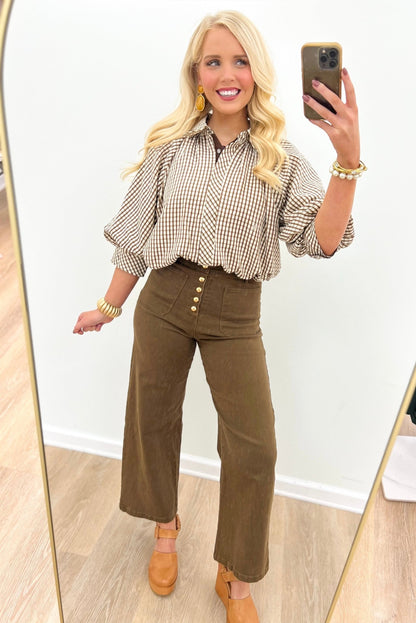 Entro Gingham Bubble Bottom Top - Lavish Boutique01-TOPS