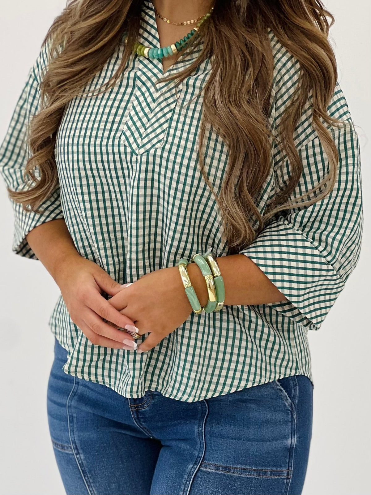 Checked gingham blouse with a relaxed fit