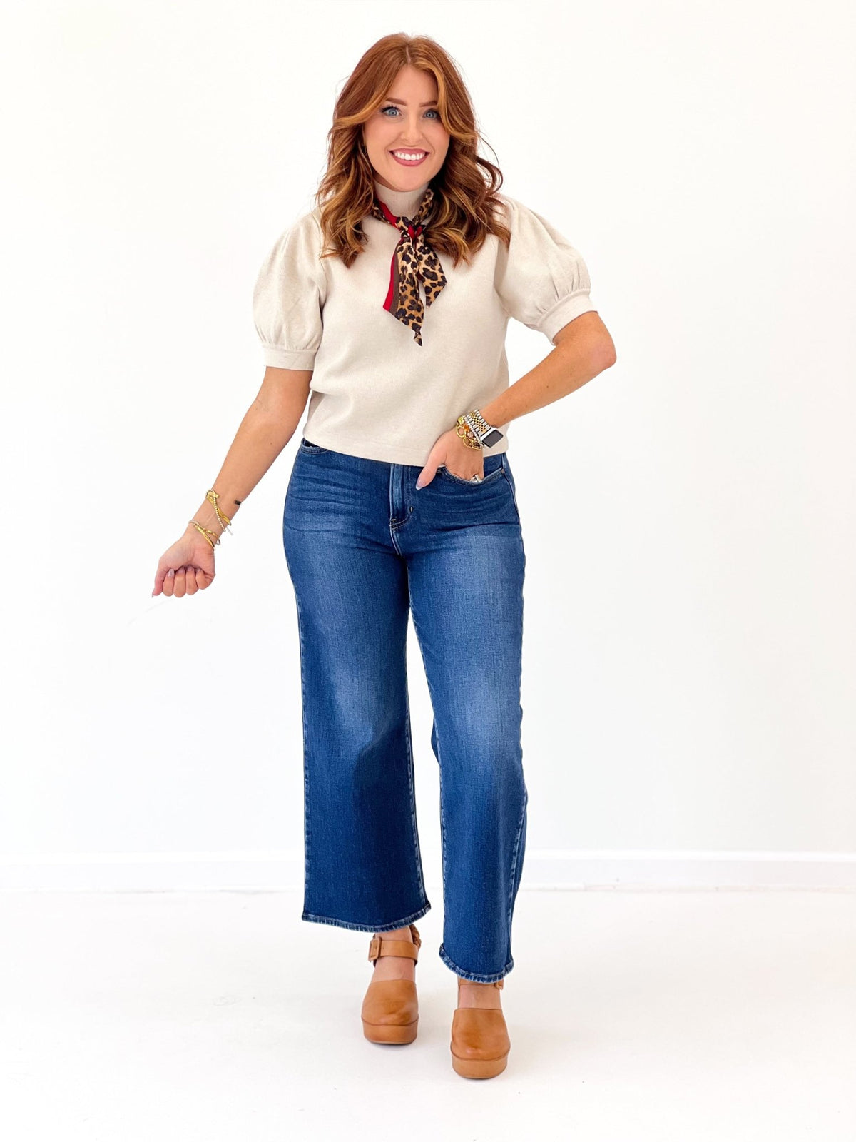 Entro Mock Neck Sweater With Scarf - Lavish Boutique01-TOPS