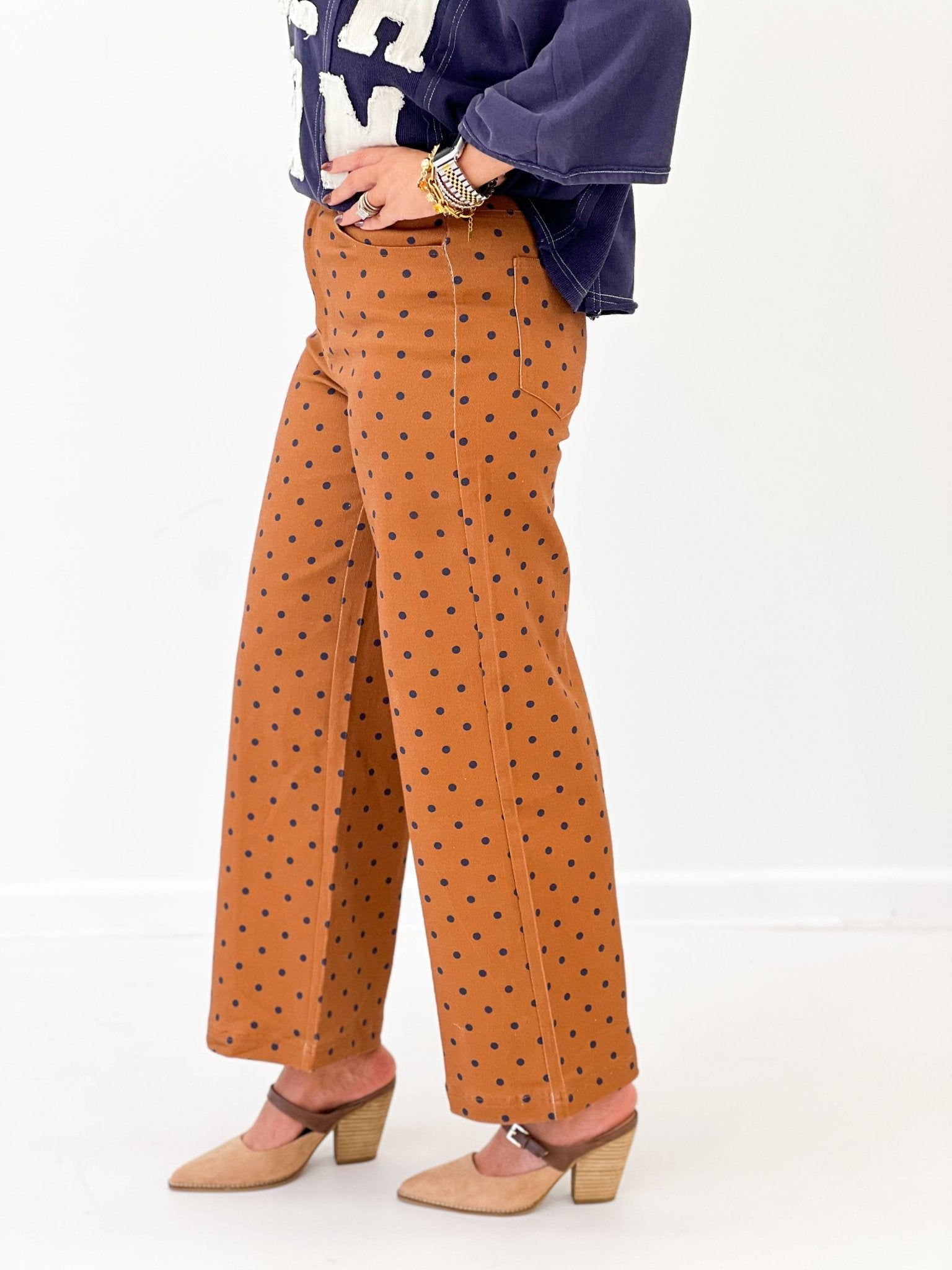 Entro Polka Dot Wide Leg Pant - Lavish Boutique02-BOTTOMS
