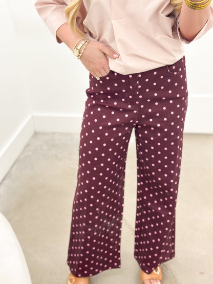 Entro Polka Dot Wide Leg Pant - Lavish Boutique02-BOTTOMS