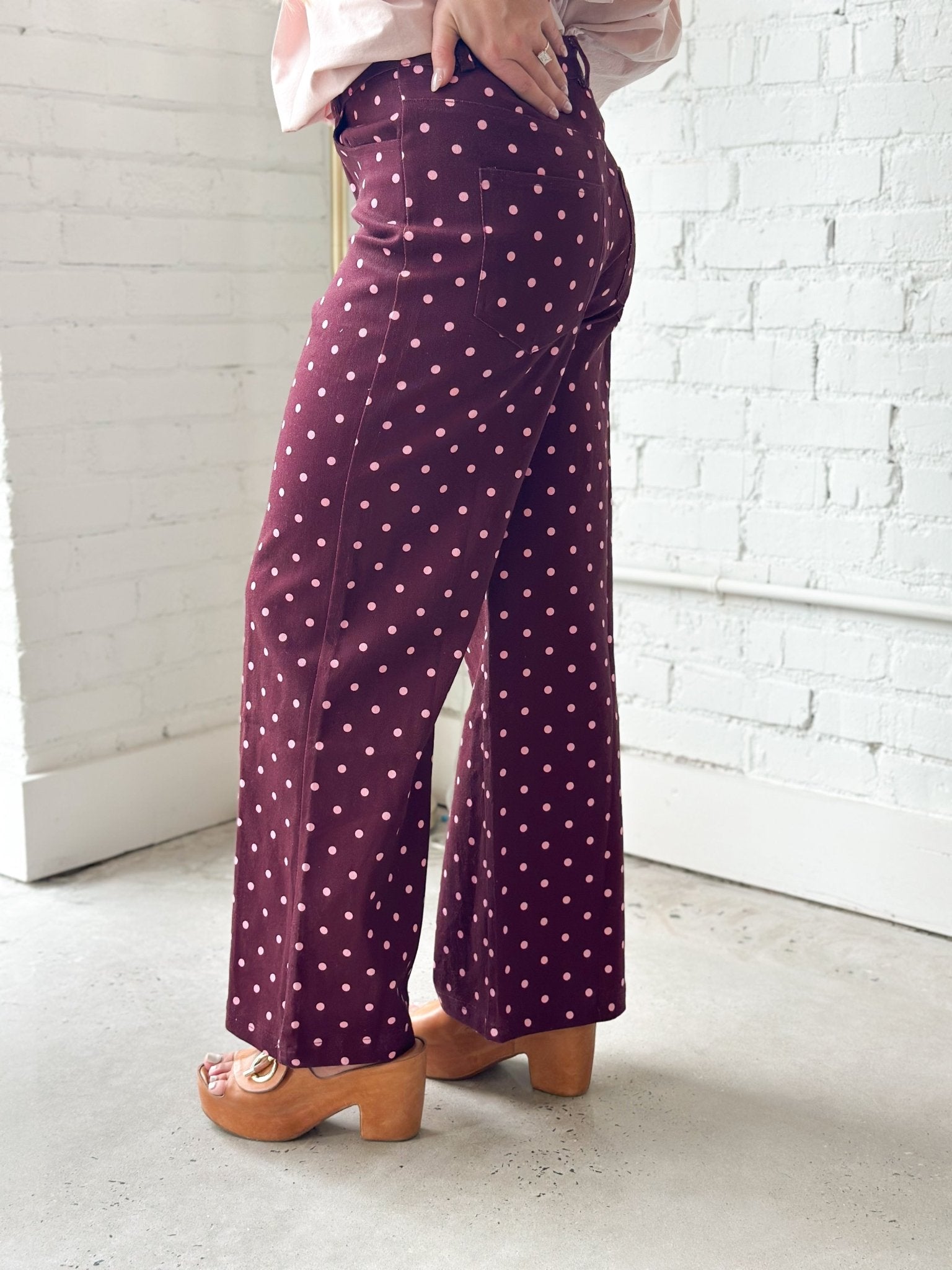 Entro Polka Dot Wide Leg Pant - Lavish Boutique02-BOTTOMS
