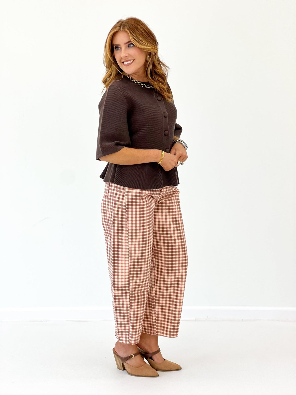 Collared button front shirt with short sleeves