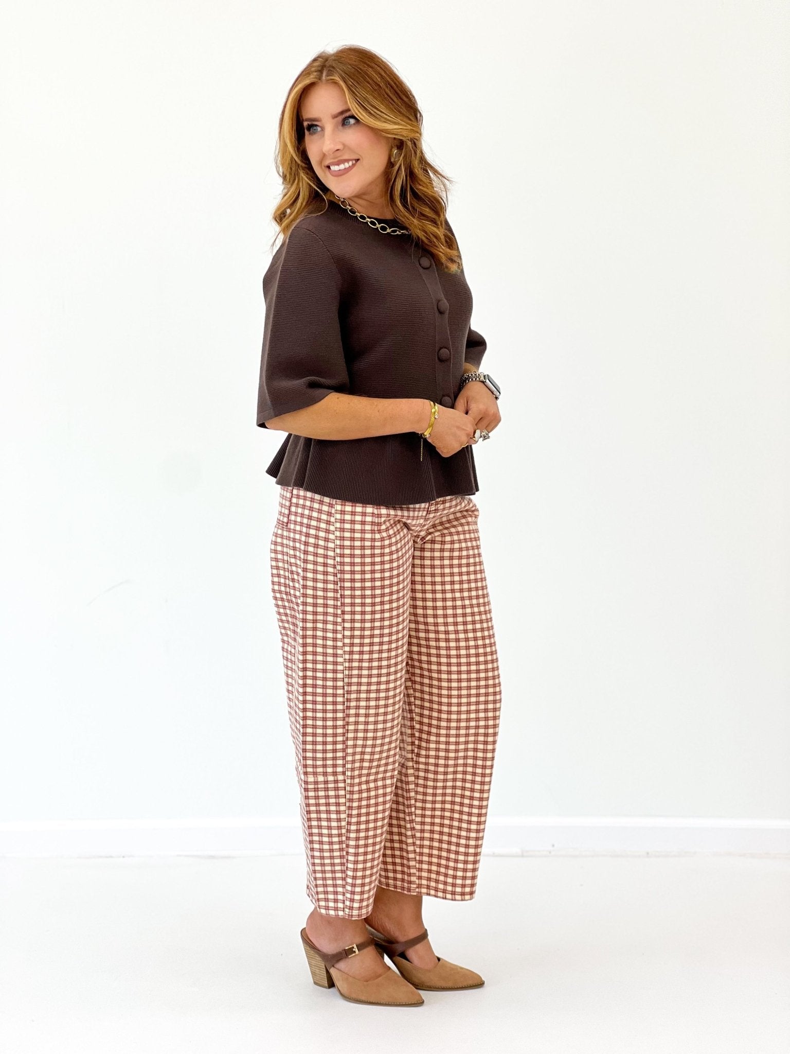 Collared button front shirt with short sleeves