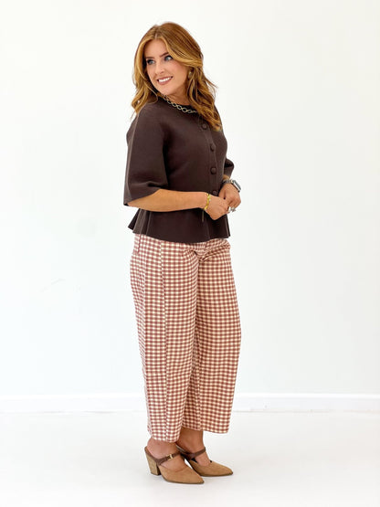 Collared button front shirt with short sleeves