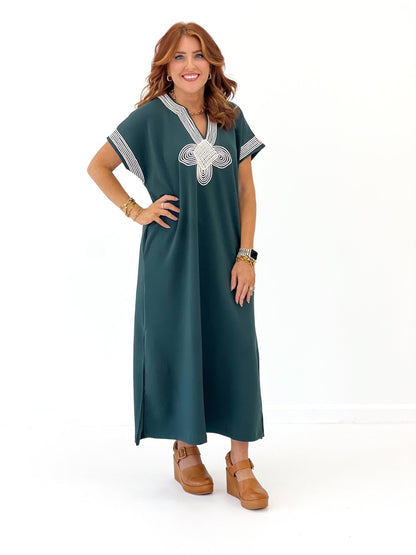 Entro SS Detailed Scuba Midi Dress - Lavish Boutique04-DRESSES