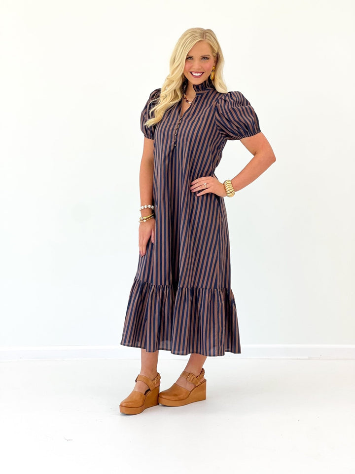 Entro Stripe V-Neck Dress - Lavish Boutique04-DRESSES