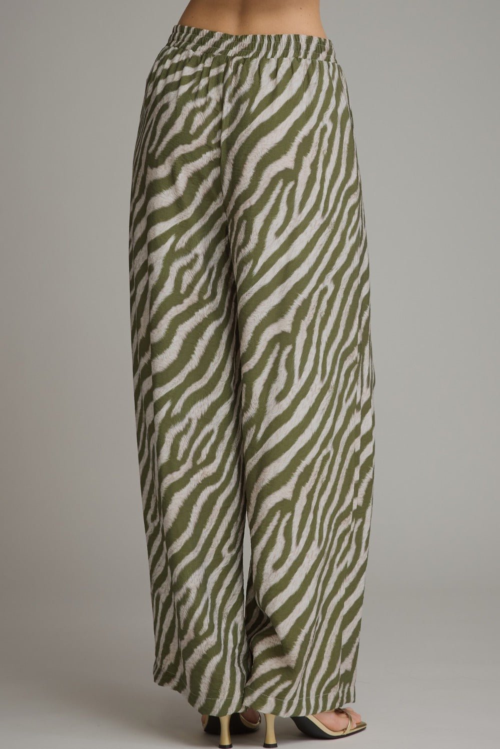 Entro Zebra Print Drawstring Wide Leg Pants - Lavish Boutique02-BOTTOMS