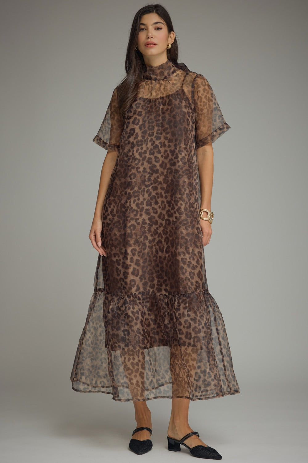 Entro Leopard Print Midi Dress - Animal