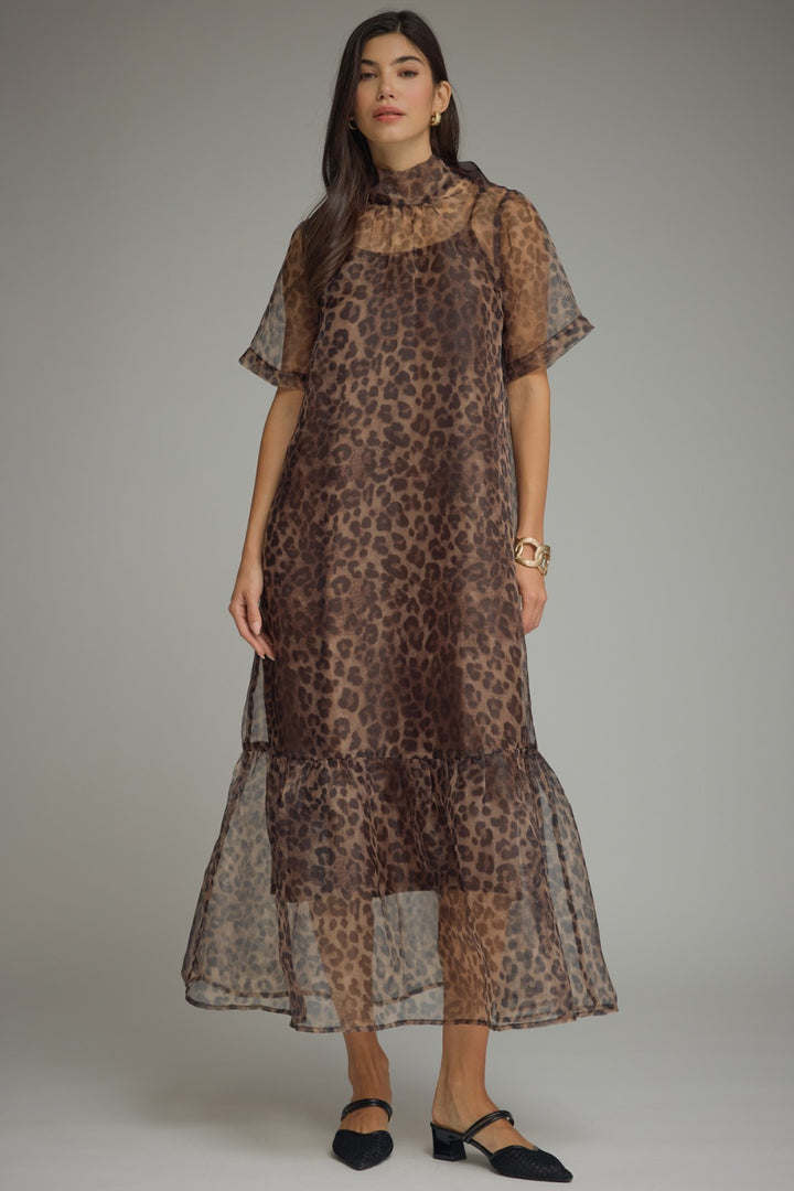 Entro Leopard Print Midi Dress - Animal