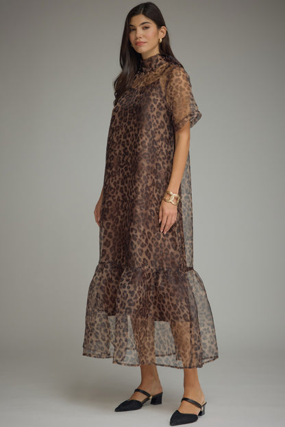 Entro Leopard Print Midi Dress - Animal