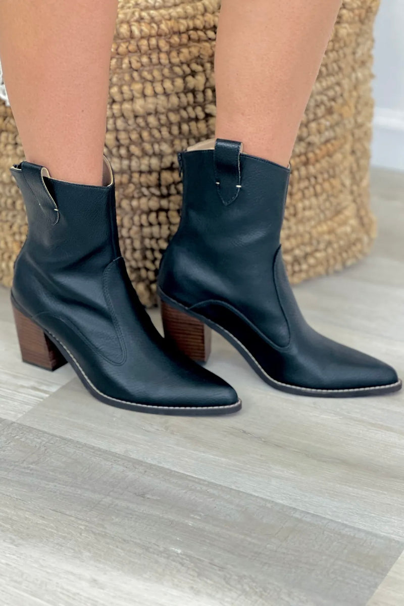 Black Tara Ankle Block Zip Bootie