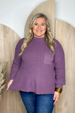 Dusty Purple Long Sleeve Knit Pocket Sweater