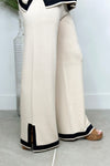 Natural Knit Trim Pant Set