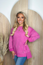 Magenta Mineral Wash Seam Sweatshirt