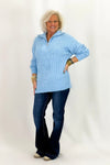 Light Blue Front Zip Sweater