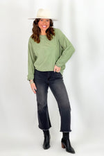 Green Ribbed Long Sleeve Pullover Top *Final Sale*