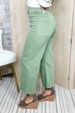 Sage Mineral Washed Cropped Pants