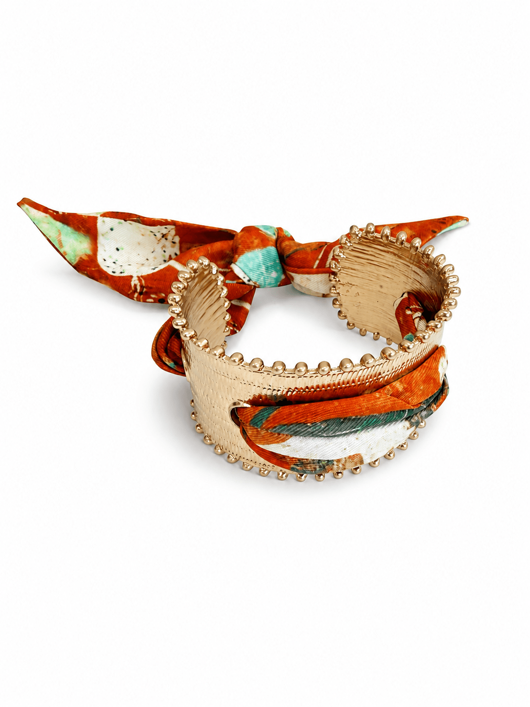Fabric Metal Dotted Cuff Bracelet - Lavish Boutique09-JEWELRY